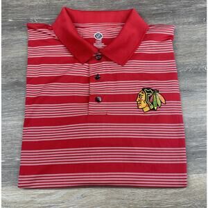 Chicago Blackhawks NHL Hockey Red Stripe Polo Collared Shirt Men's XL Water